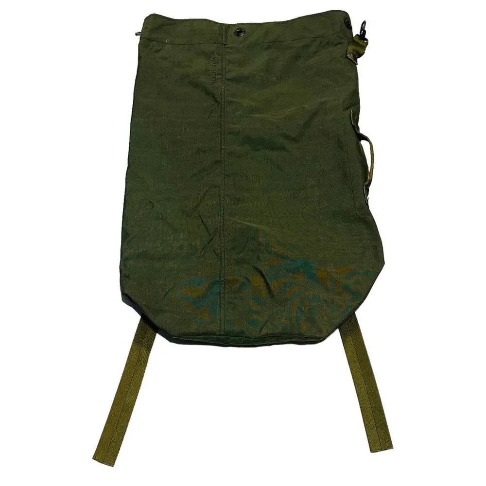 Vintage Olive Green Top Load Canvas Army Duffel Bag